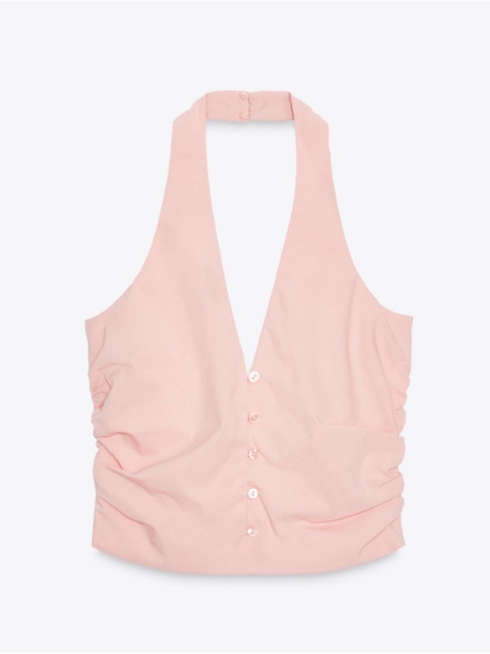 Zara Blush Pink Halter Button-Front Top
